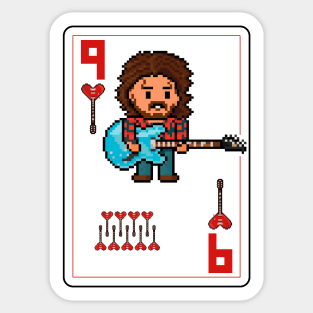 Pixelrockstars Nine of Hearts Playing Card Sticker